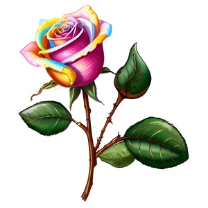 Rainbow Rose Flower PNG 42