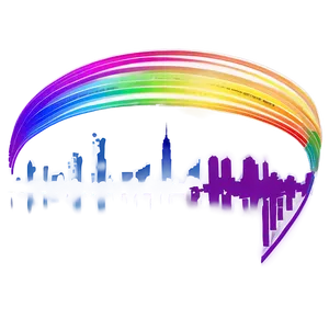 Rainbow Skyline Silhouette PNG Wpj