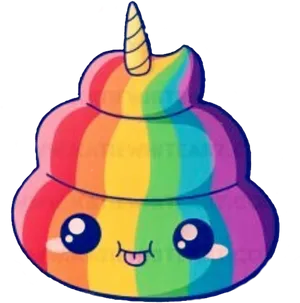 Rainbow Unicorn Poop Kawaii PNG image