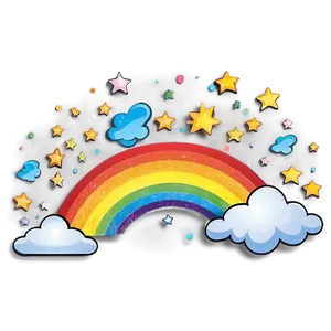 Rainbow With Clouds And Stars PNG 06282024