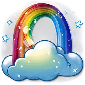Rainbow With Clouds And Stars PNG Dsa
