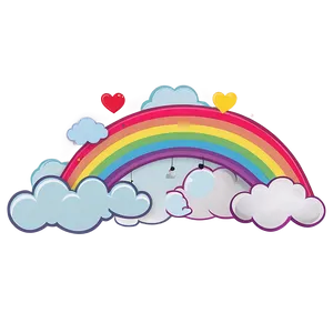 Rainbow With Clouds Cute Style PNG 32 PNG