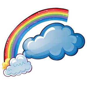 Rainbow With Clouds Cute Style PNG Hih PNG