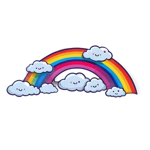 Rainbow With Clouds Cute Style PNG Syl86 PNG