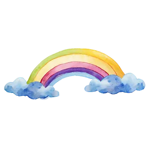 Rainbow With Clouds In Watercolor PNG 98 PNG
