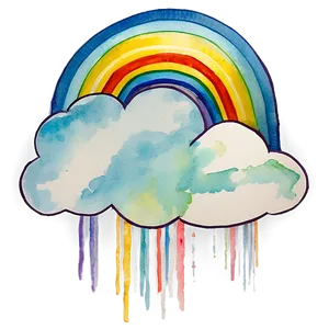 Rainbow With Clouds In Watercolor PNG Xbl