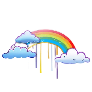 Rainbow With Clouds Scene PNG 81