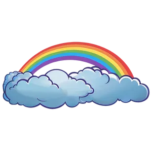 Rainbow With Puffy Clouds PNG 06282024