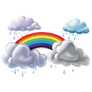 Rainbow With Puffy Clouds PNG Iyj10 PNG