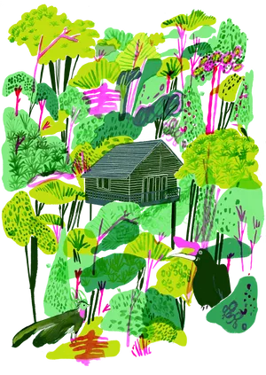 Rainforest Hut Surroundedby Vegetation PNG image