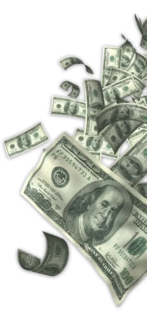 Raining Hundred Dollar Bills PNG image