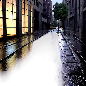 Rainy City Street PNG 46
