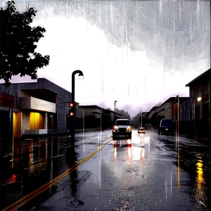 Rainy City Street PNG Tvt