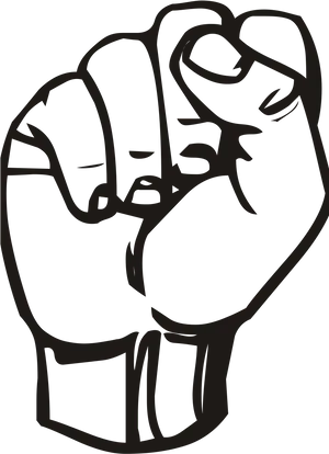 Raised Black Fist Silhouette PNG