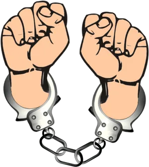 Raised Fistsin Handcuffs Clipart PNG image