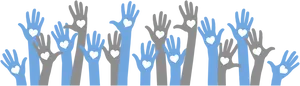 Raised Hands With Hearts PNG image