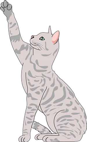 Raising Paw Gray Tabby Cat Illustration
