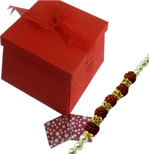 Rakhi Festival Red Gift Boxand Decorated Rakhi PNG image