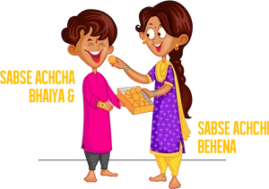 Raksha Bandhan Celebration Cartoon PNG image