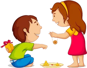 Raksha Bandhan Celebration Cartoon PNG image