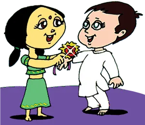 Raksha Bandhan Celebration Cartoon PNG