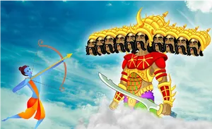 Rama_ Versus_ Ravana_ Dussehra_ Illustration PNG image