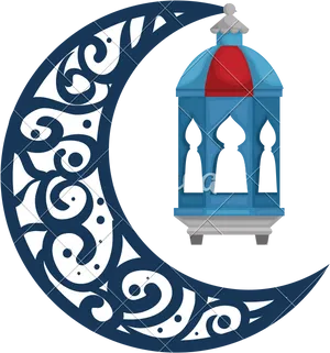 Ramadan Crescentand Lantern PNG image