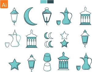 Ramadan Icons Vector Set PNG image