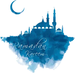 Ramadan Kareem Mosqueand Crescent PNG image