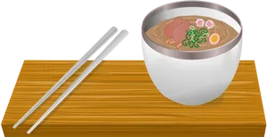 Ramen Bowl With Chopsticks PNG image