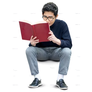 Random Person With Book PNG Jgk
