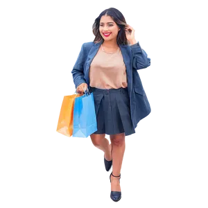 Random Person With Shopping Bags PNG Bkd51