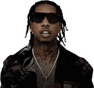 Rapper_with_ Sunglasses_and_ Tattoos PNG image