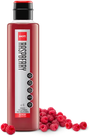 Raspberry Syrup Bottlewith Fresh Raspberries PNG image