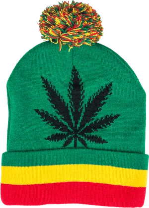 Rasta Beanie With Cannabis Leaf PNG image