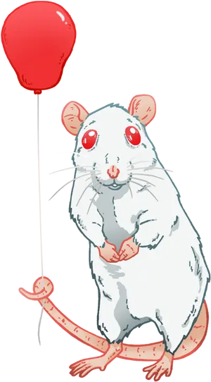 Ratwith Red Balloon Illustration PNG image