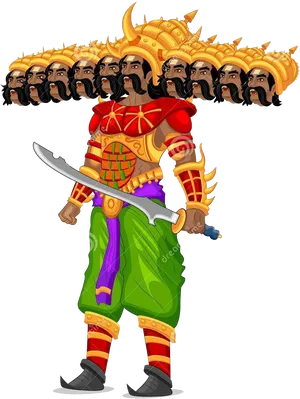 Ravana Cartoon Illustration Dussehra PNG image