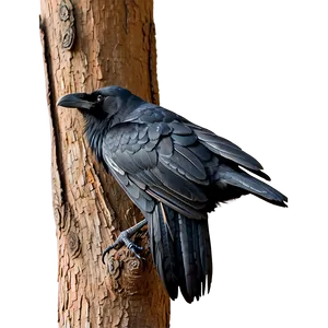 Raven On Branch PNG Fvc1