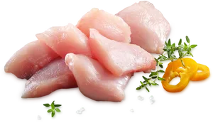 Raw Chicken Breast Herbs Spices PNG image