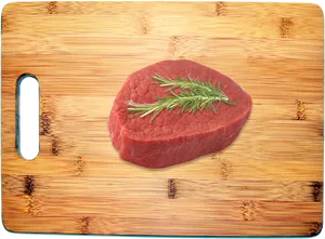 Raw Steakwith Rosemaryon Wooden Board PNG image