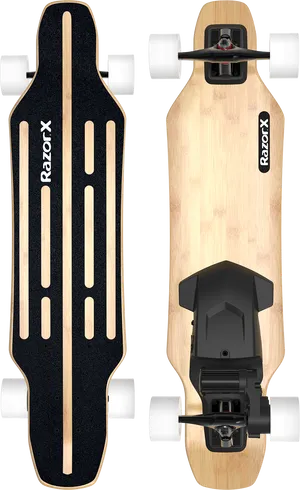 Razor X Electric Skateboard Topand Bottom View PNG image