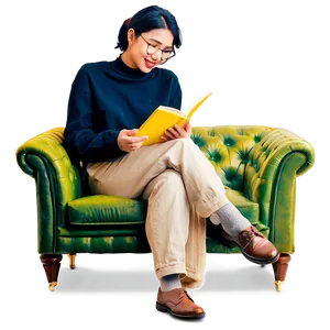 Reading Book On Sofa Png Avg74 PNG image