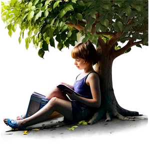 Reading Book Under Tree Png 27 PNG image