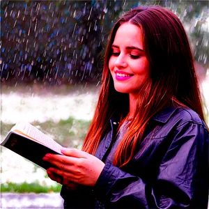 Reading In The Rain Png Bek PNG image