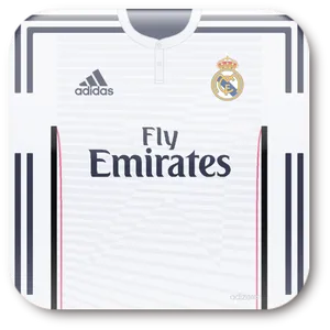 Real Madrid Adidas Jerseywith Fly Emirates Sponsorship PNG image