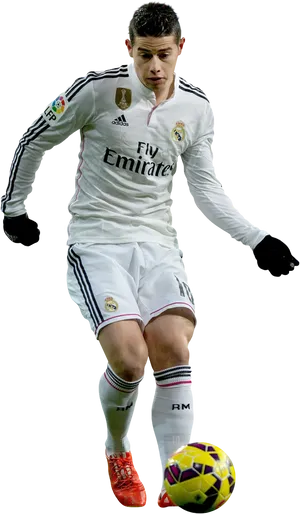 Real Madrid Player Dribbling Football