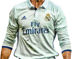 Real Madrid Playerin White Kit PNG image