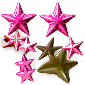Realistic Pink Stars PNG 06122024
