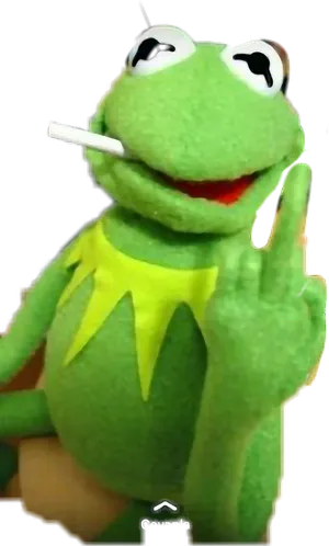 Rebel_ Kermit_with_ Cigarette PNG image