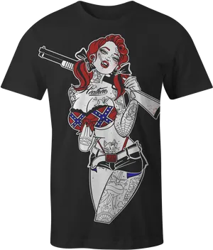 Rebel Pinup Tattoo Design Tshirt PNG